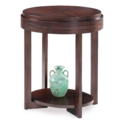 Chocolate Cherry Oval End Table with Lower Shelf