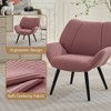 Modern Accent Chair Wingback Armchair Mid-Century Upholstered Lounge Arm Chair with Solid Wood Frame & Soft Cushion for Living Room, Bedroom - 3 of 4