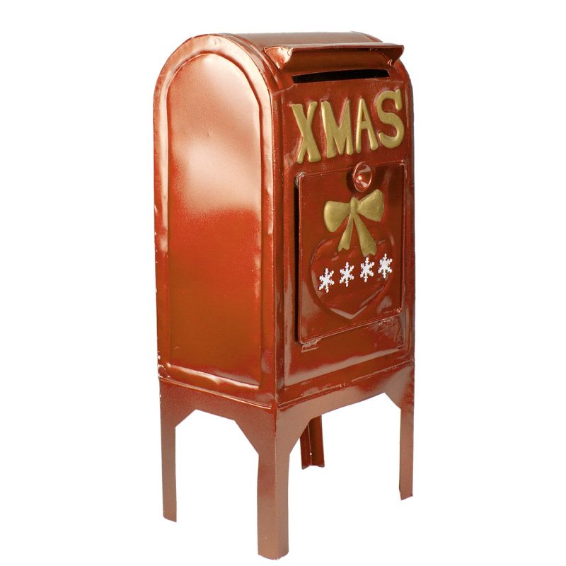 Northlight 16" Orange Metal Mailbox Christmas Tabletop Decoration, 3 of 6