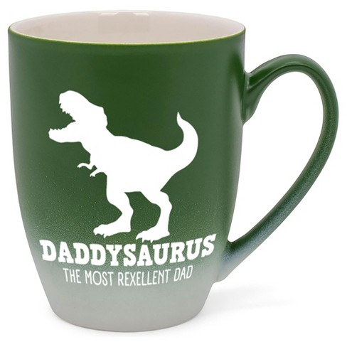 Elanze Designs Daddysaurus Rexellent Dad Two Toned Ombre Matte Green and White 12 ounce Ceramic Stoneware Coffee Cup Mug - image 1 of 4