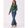 INSPIRE CHIC Women's Vintage Notched Lapel Long Sleeve Printed Button Down Tops - 2 of 4