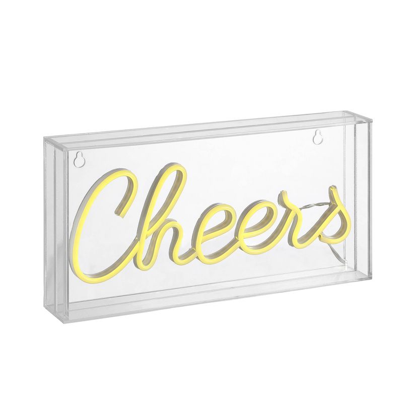 11.8&#34; Cheers Contemporary Glam Acrylic Box Pendant (Includes LED Light Bulb) Neon Yellow - JONATHAN Y, 3 of 6