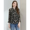Allegra K Women's Ruffle Collar 3/4 Sleeve Tie Neck Chiffon Floral Blouse - 3 of 4