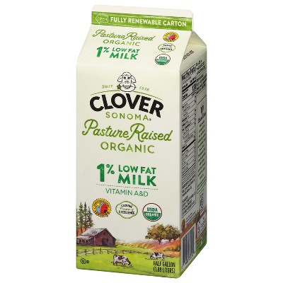 Clover Sonoma Fresh Organic Pastured Raised 1% Milk - 0.5gal