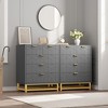 Dresser for Bedroom, 5 Drawer Grey Wooden Dresser with Gold Handles, Modern Storage Dressers & Chests of Drawers for Hallway, Entryway - 3 of 4