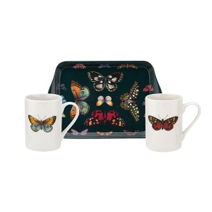 Pimpernel Botanic Garden Harmony Mug & Tray Set - 10oz Porcelain Mugs & 8" Melamine Tray - Cottagecore & Farmhouse - Dishwasher & Microwave Safe - 1 of 4
