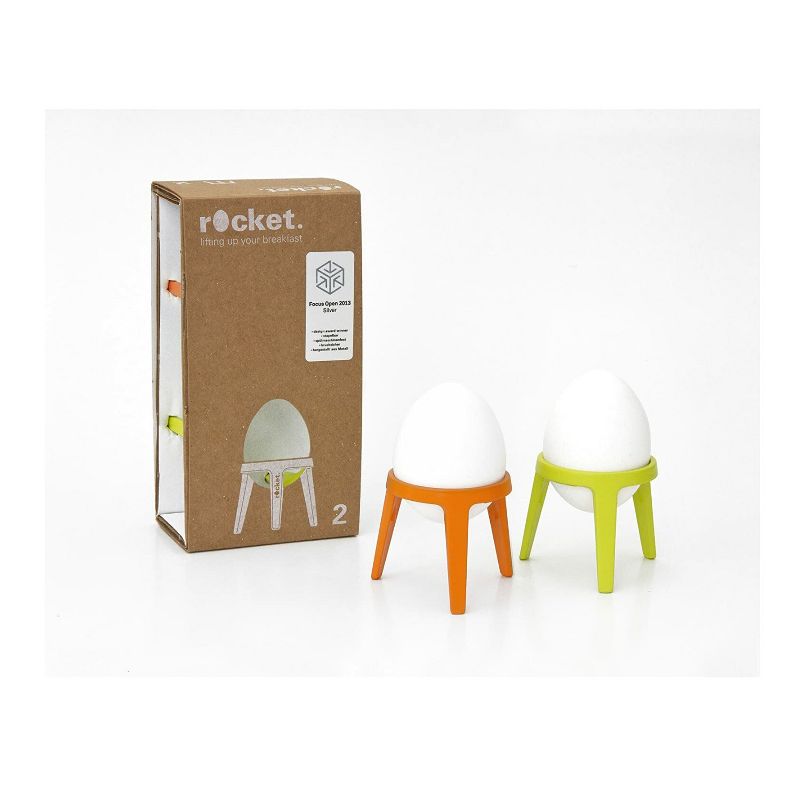Brainstream Rocket Tripod Egg Cup Gift Set (2-Piece, Lime and Orange) (2-Pack), 3 of 4