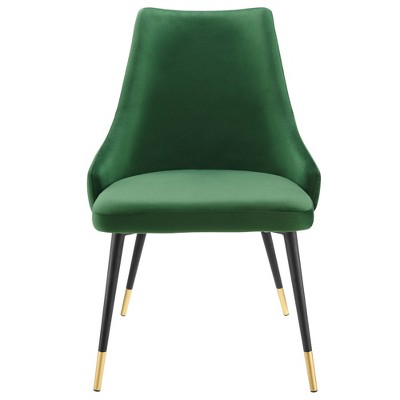 Emerald Velvet Upholstered Side Chair with Metal Accents