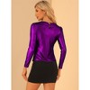 Allegra K Women's Long Sleeve Puff Sleeve Party Glitter Shiny Metallic Tops - 4 of 4