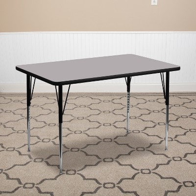 Gray Adjustable Height Laminate Activity Table with Steel Legs