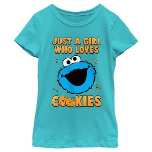 Girl's Sesame Street Just a Girl Who Loves Cookies T-Shirt - 1 of 4