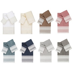 Linum Home Textiles 100% Turkish Cotton AIDEN Embellished Towel Set - 1 of 4