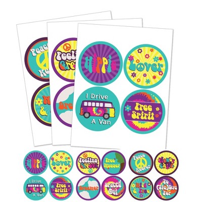 Big Dot of Happiness 60's Hippie - 1960s Groovy Party Funny Name Tags - Party Badges Sticker Set of 12