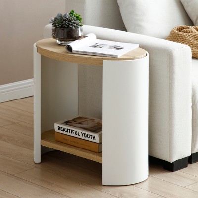 Round Coffee Table, Modern Side Table With 2-tier Storage Shelf, Multiple Tier Center Table Sofa Table For Home Office Living Room Reception Room