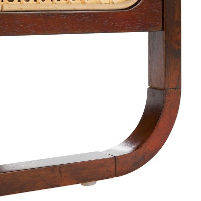 Walnut and Natural Rattan 1 Drawer Nightstand