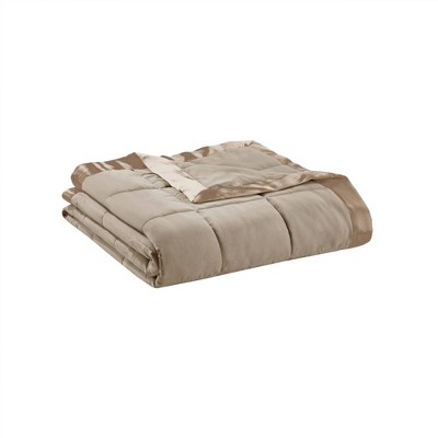 Twin Brown Down Alternative Blanket with Satin Trim