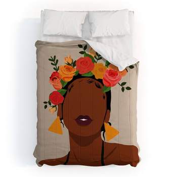 Domonique Brown Crown Comforter Set - Deny Designs