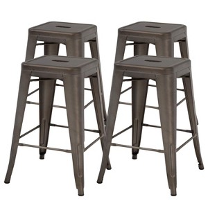 FDW Metal Bar Stools Set of 4 Counter Height Barstool Stackable Barstools  Indoor Outdoor Patio Bar Stool Home Kitchen Dining Stool - 1 of 4