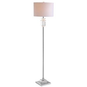 63" Crystal/Metal Aria Floor Lamp (Includes LED Light Bulb) Clear - JONATHAN Y: Modern Linen Shade, UL Listed - 1 of 4