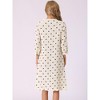 INSPIRE CHIC Women's Front Button 3/4 Sleeve Crew Neck Sleepdress with Pockets - 3 of 4