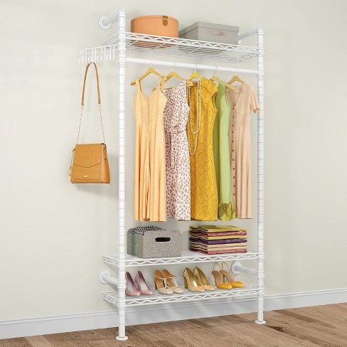 Timate F1 Pipe Clothes Rack Wall Mount Heavy Duty Closet Organizer ...
