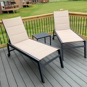 PURPLE LEAF Patio Chaise Lounge Set 2 Pieces Textilene Pool Lounge Chairs with Wheels Sunbathing Chair for Outdoor, Beach, Yard, Side Table Included - 1 of 4