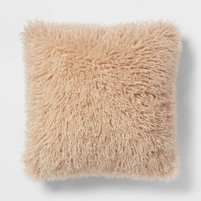 Mongolian fur throw clearance pillows