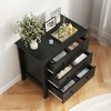 Resenkos 3-Drawer Dresser Chest – Versatile Bedside Table with Ample Functional Storage, Sleek Black Wood Grain Finish, Black - 4 of 4