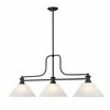 Melange 3-Light Billiards Light - Matte Black Steel & Opal Glass - 52" Industrial Design - 4 of 4