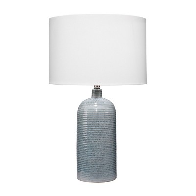 Blue Ceramic Table Lamp with White Cotton Shade
