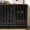 Hooseng Modern Storage Cabinet, 3 Drawer and 4 Shelves Storage Cabinet with Slatted Grille Striped Drawer and Doors, Storage Cabinet - 4 of 4