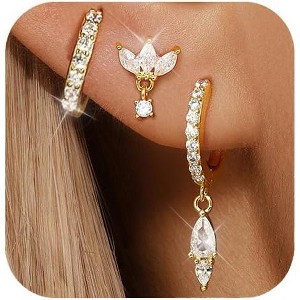 14K Gold Plated Earring Set for Multiple Piercings - Dainty Hypoallergenic Cartilage Studs - 1 of 4