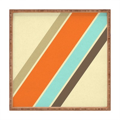 13" Wood Alisa Galitsyna Retro Stripes Small Square Tray - society6