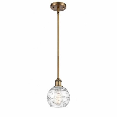 Athens Deco Swirl - 1 Light Stem Hung Mini Pendant In Industrial Style-8 Inches Tall and 6 Inches Wide