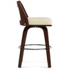 Set of 2 April Bentwood Counter Height Barstool Cream - WyndenHall: Mid-Century, Walnut Finish, Faux Leather - 4 of 4