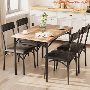Dining Room 5-Piece Dining Table Set for 4, Kitchen Table Set with 4 Upholstered Chair, Space-Saving and Modern DesigN - 1 of 4