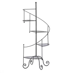 Indoor/Outdoor Iron Spiral Showcase Plant Stand Black - Zings & Thingz