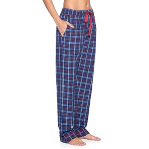 Ashford & Brooks Women's Woven Pajama Sleep Pants - Blue/Burgundy - XX-Large - 1 of 4