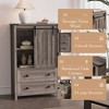 5 Drawer Dresser with Sliding Barn Door, Farmhouse Chest of Drawers with Adjustable Shelf, Tall Storage Organizer for Bedroom, Living Room - 3 of 4