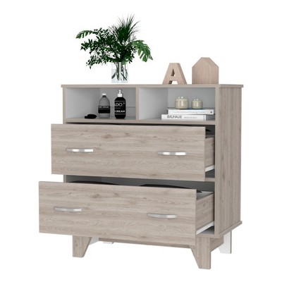 NicBex 31.5" 2-Drawer & 2-Shelf Compact Dresser Space-Saving Bedroom Storage Cabinet with Open Shelves, Slim Design, Easy Assembly