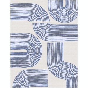 Machine Washable Area Rugs with Non-Slip Backing - Soft Vintage Farmhouse Grid Pattern No Shedding Low Pile Carpet for Living Room - 1 of 1