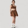 Anna-Kaci Women's High Waist Pleated Mini Skirt with Wide Waistband and Side Pockets - 2 of 4