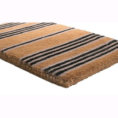 Handwoven Brown and Black Coir Outdoor Door Mat, 18x30 inches