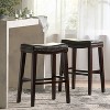 GDFStudio Estes Contemporary Faux Leather 30.5" Backless Saddle Barstools (Set of 2) - 2 of 4