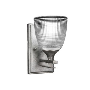 Toltec Lighting Uptowne 1 - Light Sconce in  Aged Silver with 5" Clear Ribbed Shade - 1 of 1