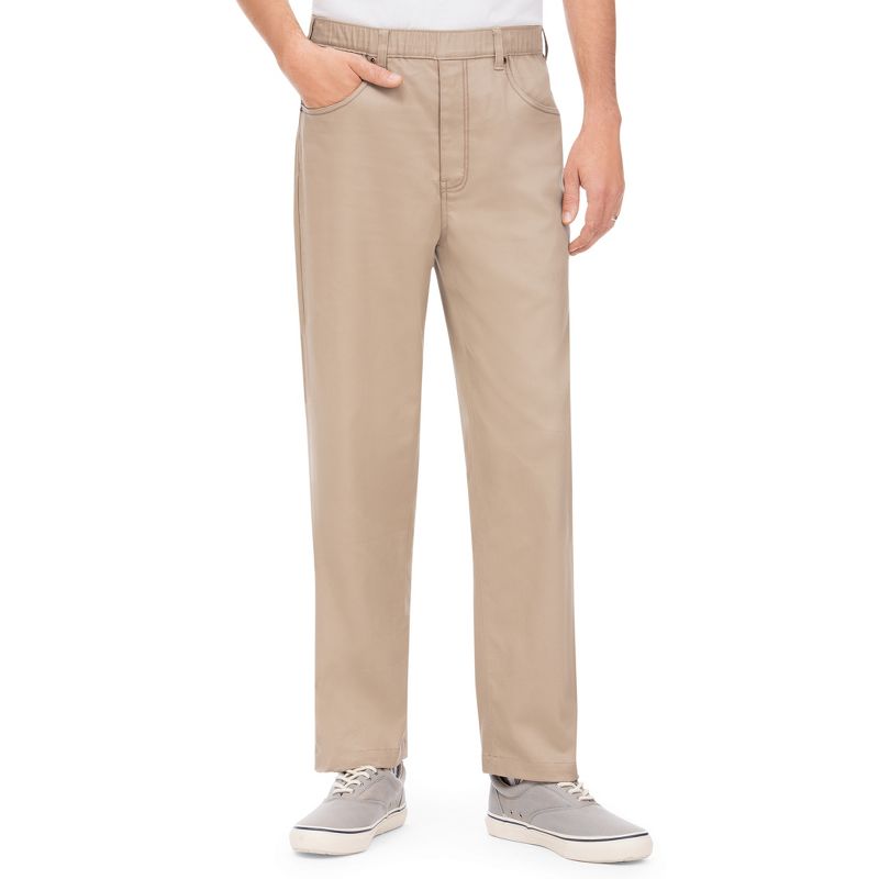 Collections Etc Men's Pull-On Elasticized Waist Twill Pants, 2 of 5