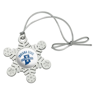 Indiana State University Sycamores Metal Snowflake Christmas Tree Holiday Ornament