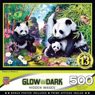 MasterPieces Hidden Images Glow in the Dark Shangri La - Panda Bears 550 Piece Jigsaw Puzzle by Steve Read