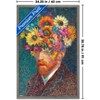 Trends International Reinders: Master Twist - Van Gogh Self Portrait Flowers Framed Wall Poster Prints Barnwood Framed Version 22.375" x 34" - 3 of 4