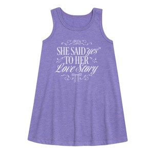 Girls' - Instant Message - Yes To Her Love Story Graphic Sleeveless Aline Dress - 1 of 3